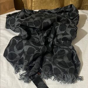 Coach Black and Gray Patterned Scarf